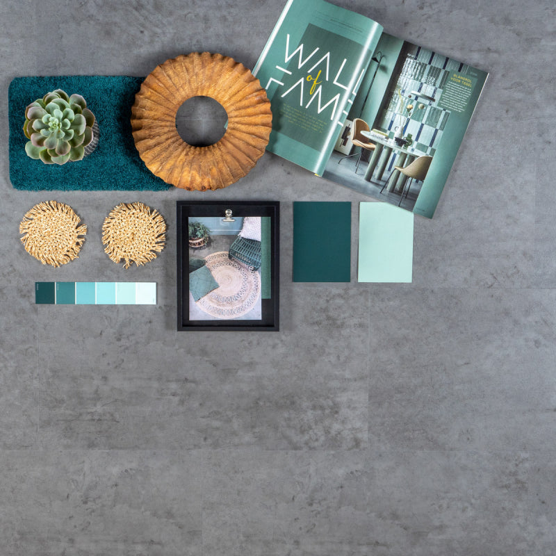 Otium Kalimanjaro tegel Rigid in antraciet – industriële SPC tegelvloer met roestaccenten en geïntegreerde ondervloer