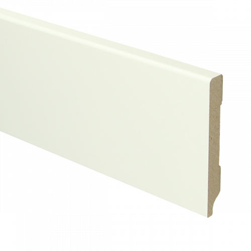 MDF Moderne Plint RAL 9010 (Zuiver Wit), verkrijgbaar in verschillende maten, voor een strakke afwerking in jouw interieur.